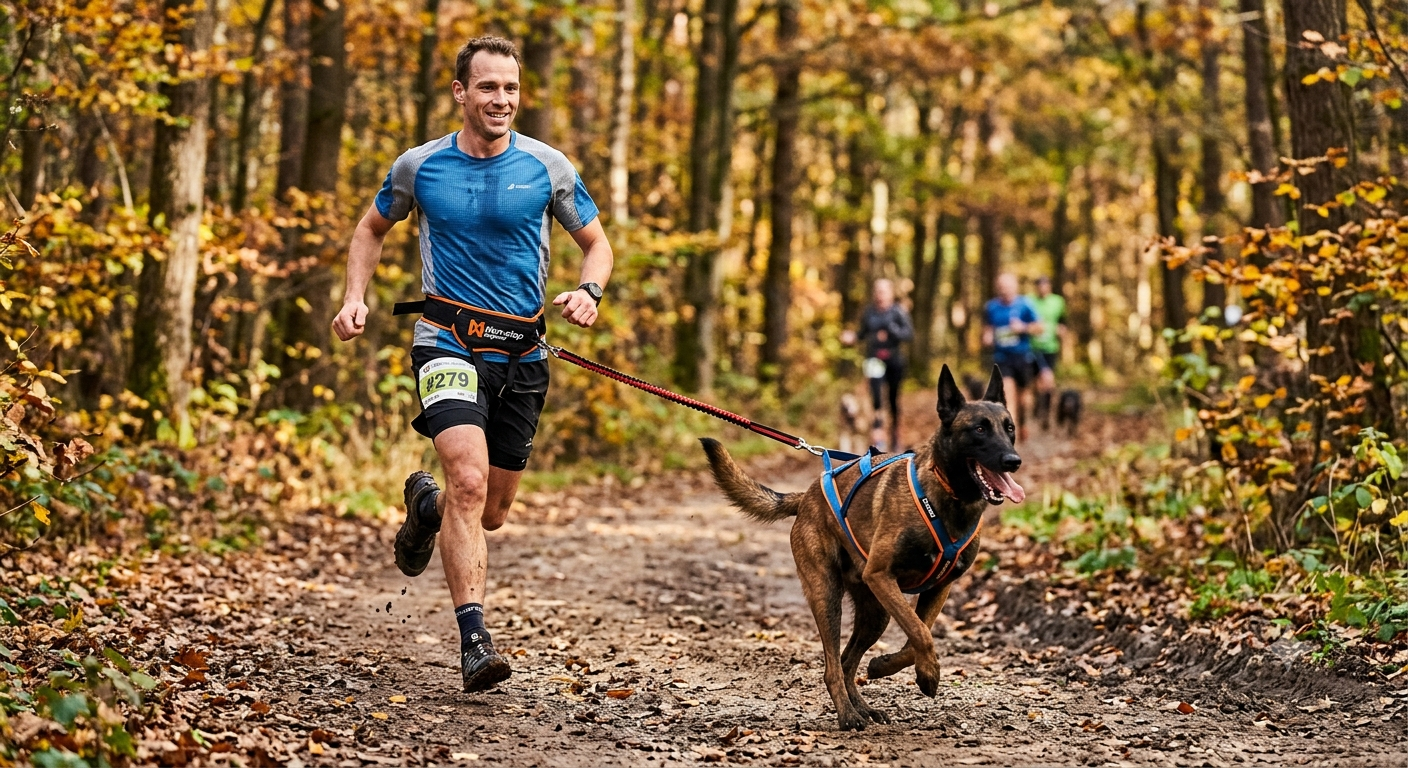 coureur canicross avec son malinois